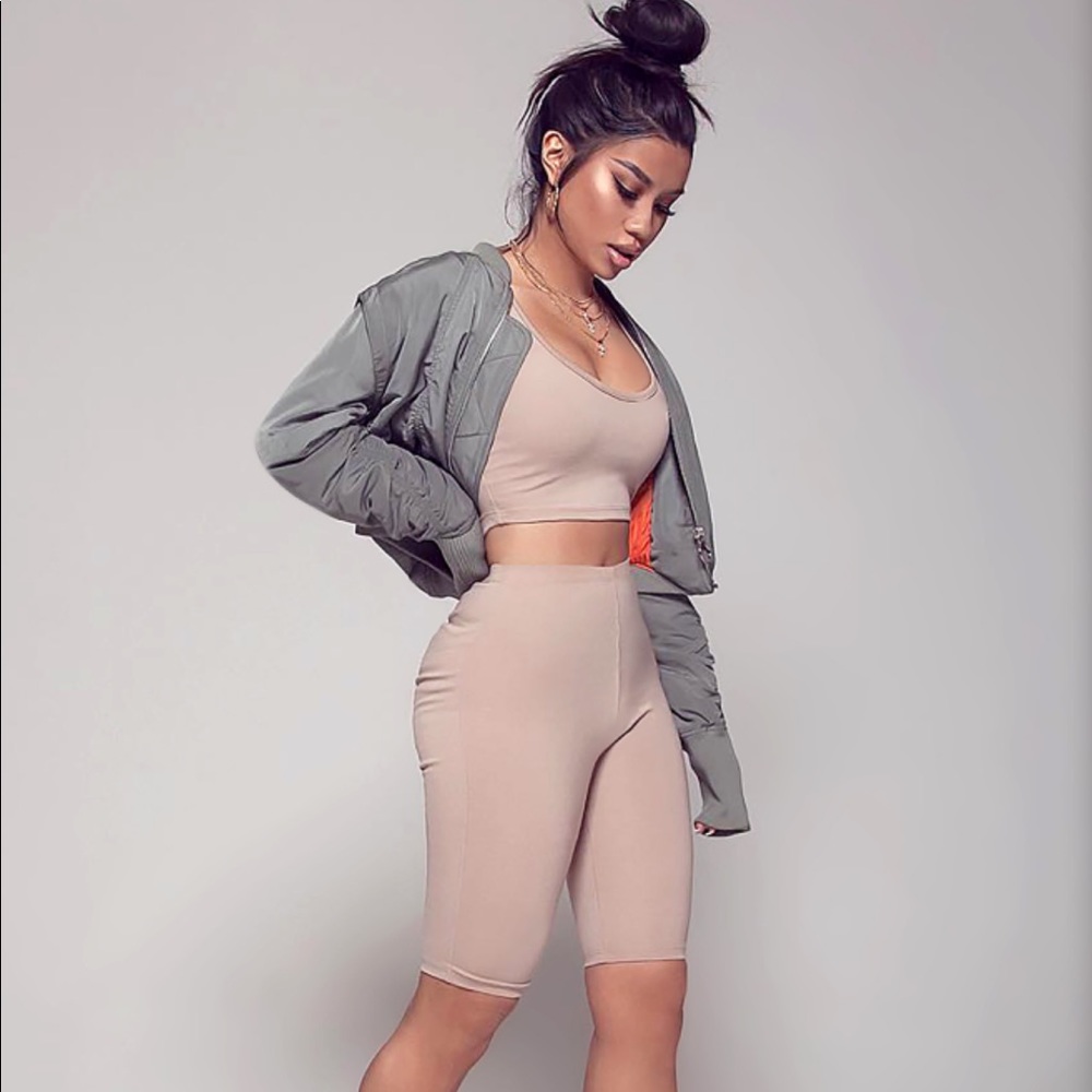 Two piece biker short and crop top set